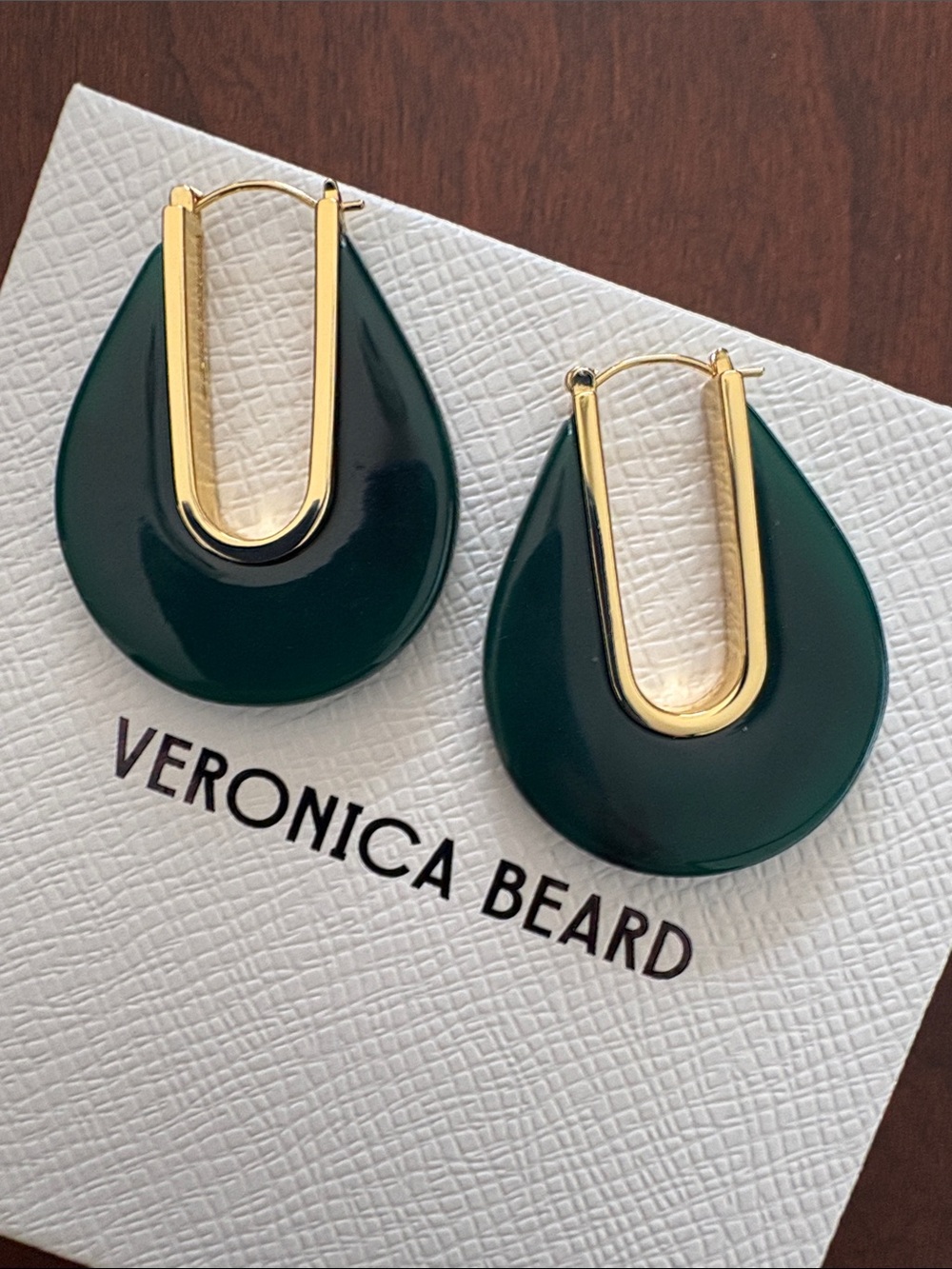 Veronica Beard Resin Drop Hoop Earrings